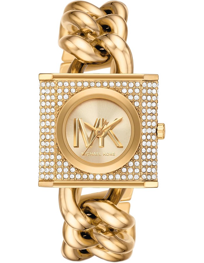 Michael Kors MK Chain Lock Women's Watch, Stainless Steel and Pavé Crystal Watch for Women