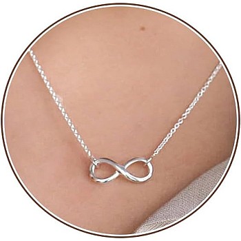 Silver Necklace for Women, 14K White Gold Plated Dainty Infinity, Bead, Star of David, Starfish, Sun, Hummingbird, Flower, Palm Tree Pendant Necklaces Simple Jewelry