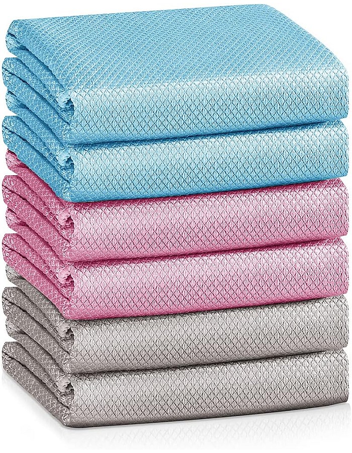 Nano Streak Free Magic Microfiber Cleaning Cloths Easy Clean Nanoscale,Fish Scale Window Mirror Glass Car Stainless Steel Cleaning,Lint Free Dish cloth Wine Glass Polishing Towel,Reusable,Pack 6,Mix