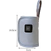 حافظة تدفئة زجاجة الرضاعة بالـ USB، جلد صناعي، أخضر، 14.5 × 7 سم، مع كابل شحن، للأطفال