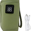 USB Baby Bottle Warmer, Faux Leather, Green, 14.5 x 7 cm, with Charging Cable