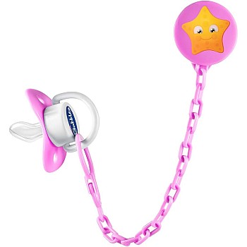 Bubbles pacifier beveled with chain- rose