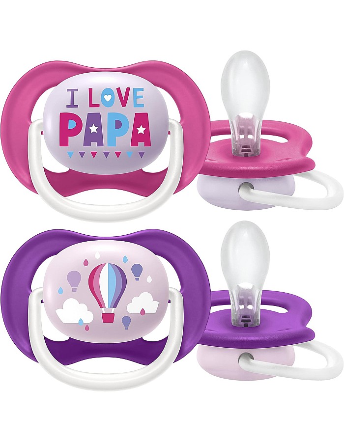 Philips Avent Ultra Air Pacifier Orthodontic & BPA, with Extra Ventilation Holes 6-18 Months Pack of 2 Pink Color with Sterlizier and Carrying Case