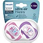 Philips Avent Ultra Air Pacifier Orthodontic & BPA, with Extra Ventilation Holes 6-18 Months Pack of 2 Pink Color with Sterlizier and Carrying Case