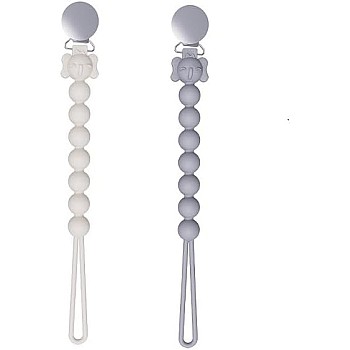 fashion mania Silicone Pacifier Holder Clip, with Transparent Nipple Case, Pacifier Clip for Baby Boys and Girls, One Piece Design Pacifier Clip Holder, Newborn Gift (Grey+White)
