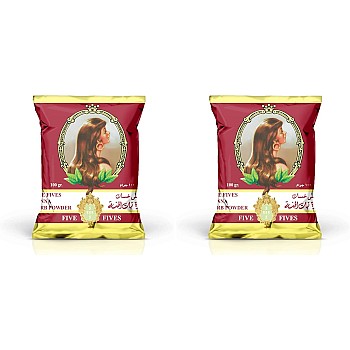 Five Fives Natural Henna Powder, Brown - 100 gm (Pack of 2)