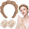 Spa Headband for Washing Face Wristband Sponge Makeup Skincare Headband Terry Cloth Bubble Soft Get Ready Hairband for Women Girl Puffy Padded Headwear Non Slip Thick Hair Accessory (Black, Standard)