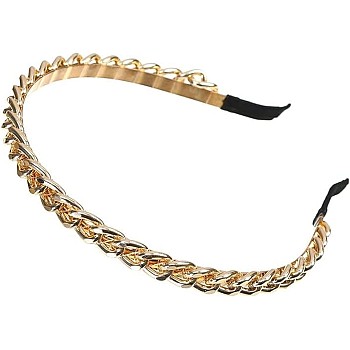 Women Chained Headband Fashion, Gold Metal Thin Headbands for women Girls, Beauty Silver Headbands Hair Hoop Hair Accessories (Gold)