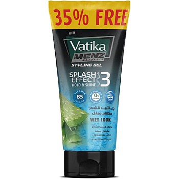 Vatika Naturals Menz Wet Look Styling Hair Gel (185mL) + 35% Extra |With Splash Effect and Fresh Look | Strong Hold and High Shine | Easy to Style