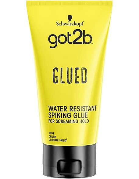 got2b Glued Water Resistant Spiking Gel 150 ml, Glued Spiking Gel for up to 72h Ultra Strong Hold, Water & Sweatproof, For Extreme Hairstyles, Vegan* Formula