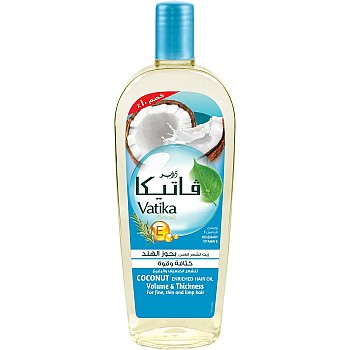 Vatika Naturals Coconut Enriched Hair Oil (180mL) | Natural Extract of Rosemary with Vitamin E | Provides Volume and Thickness | Helps Fine, Thin and Limp Hair