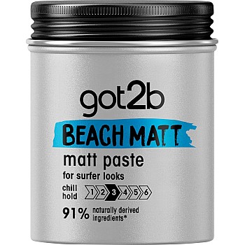 Got2b Beach Matt, Medium Hold, No Stickiness, Matt Texture Hair Paste, 100ml