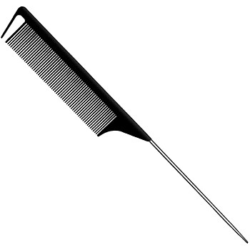 1 Pack Professional Stainless Steel Rat for Parting, Metal Pin Parting with Metal Pick, Black Anti Static Carbon Fiber Fine Tooth Pin Brush for Men and Women
