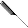 1 Pack Professional Stainless Steel Rat for Parting, Metal Pin Parting with Metal Pick, Black Anti Static Carbon Fiber Fine Tooth Pin Brush for Men and Women