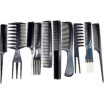 10 Pieces Hair Cutting Comb Set, Barber Clipper Combs Hair Cutting Comb, Barber Hair Tools, Pointed Tail Combing Hair Coloring Comb for Home Salon Barber (Black)