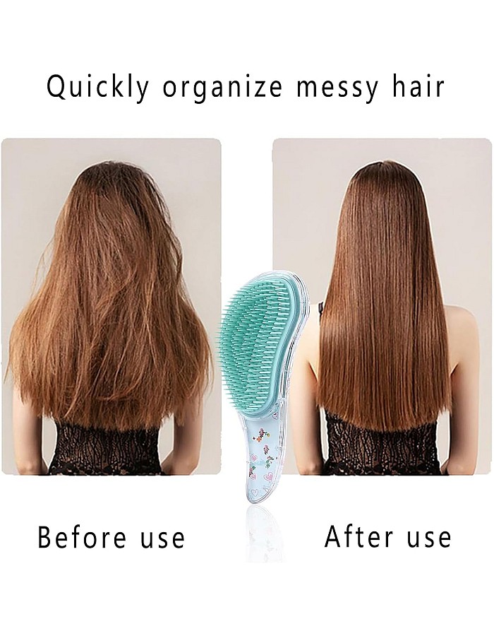 Detangling Brush for Adults & Kids Hair- Detangler Brush for Natural,Curly,Straight,Hair, Little Girl Accessories, Teenager Gifts with cute design (Pack of 1) (Random Color and Shape)