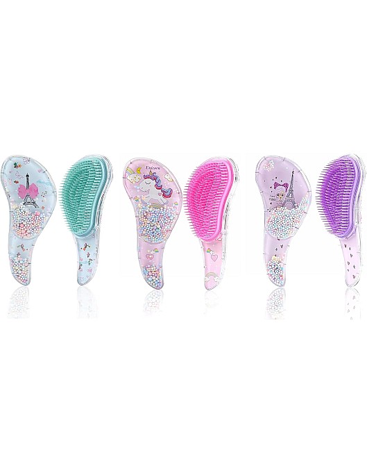 Detangling Brush for Adults & Kids Hair- Detangler Brush for Natural,Curly,Straight,Hair, Little Girl Accessories, Teenager Gifts with cute design (Pack of 1) (Random Color and Shape)