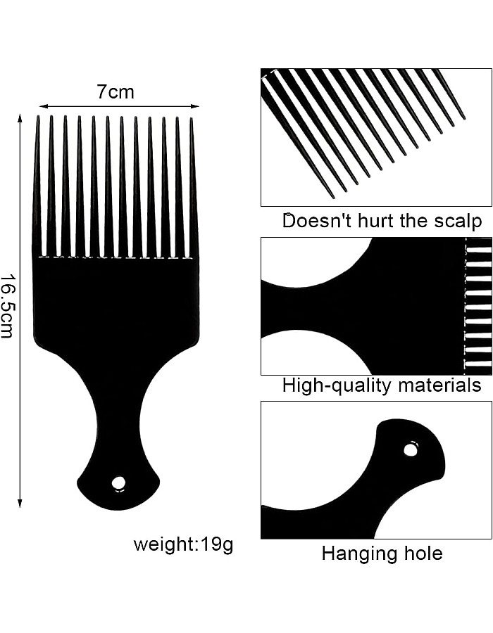 Hair Comb, Smooth Hair Pick Comb, Plastic, Wide Tooth Hair Pick Comb, Hairdressing Styling Tool for Natural Curly Hair