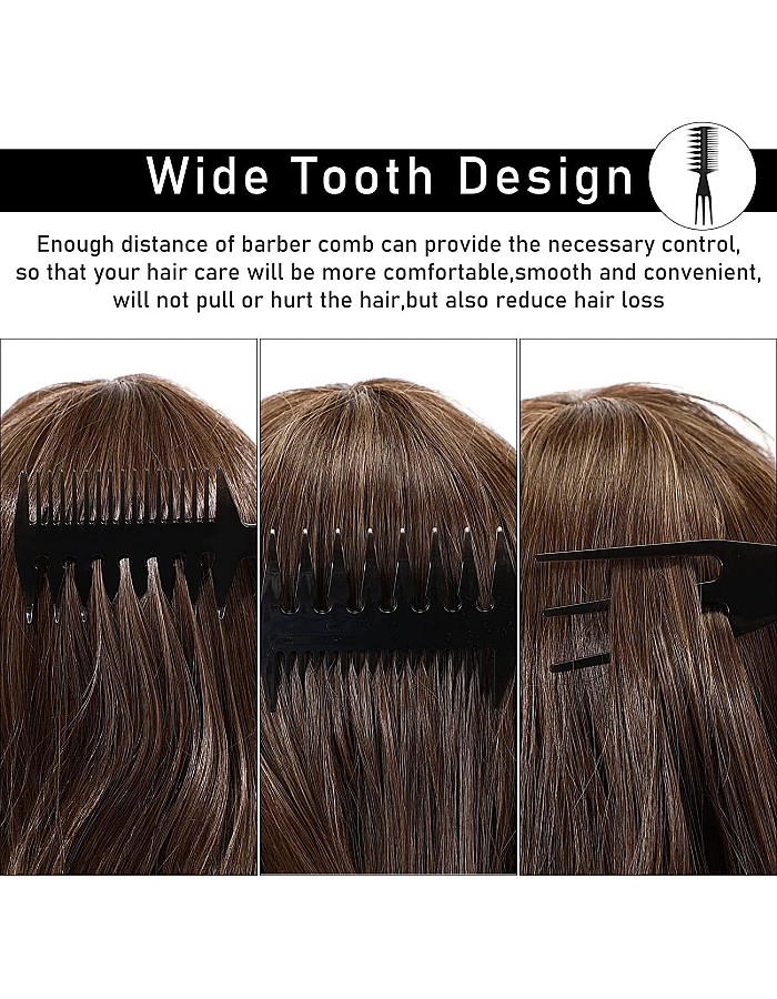Hair Comb Styling Set Double Side Tail Combs with Afro Pick Barber Wide Tooth Comb for Men Women Beard Hairstylist Tools African American Accessories, Black