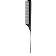 Hiscate Hair Comb Tail for Women Fine Tooth Rat Tail Comb with Carbon Fiber Material in Black