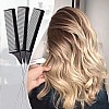 ZOZY Comb Steel Pin Rat Tail Carbon Fiber Heat-Resistant Teasing Comb with Stainless Steel Pintail