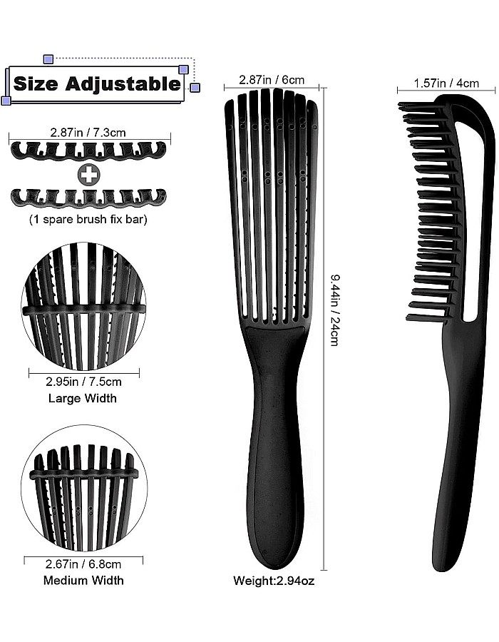 MT Anti static detangling- hairbrush anti-knot massage detangler comb pain free hair brush straightener for women men and kid long thick curly - Black (1)