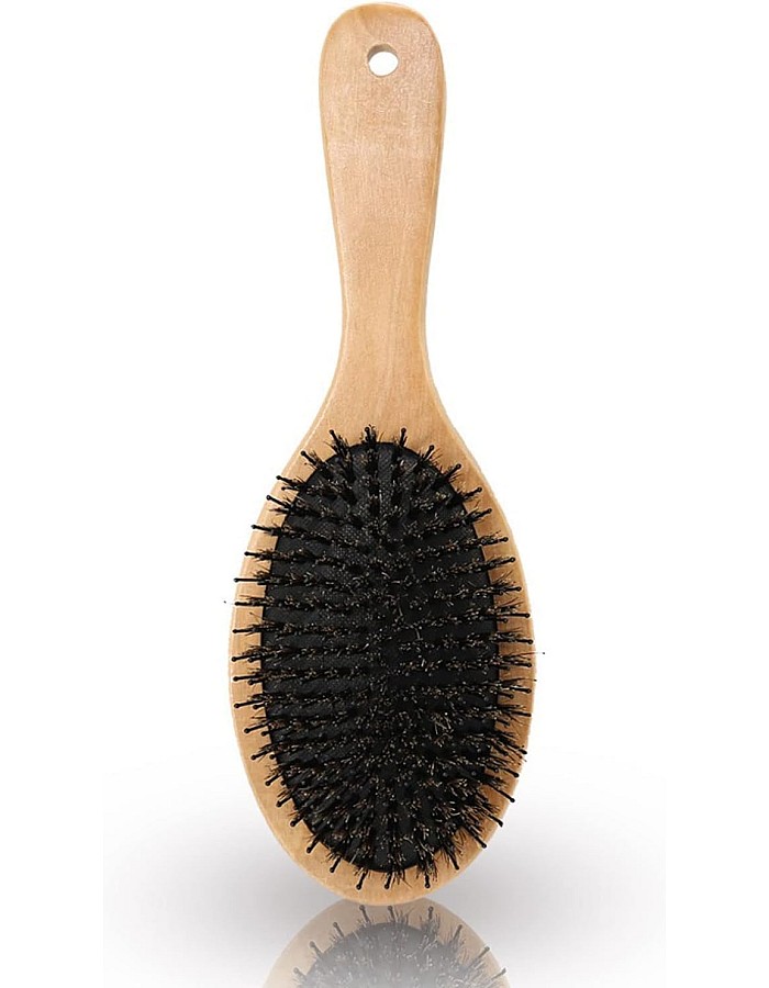 Premium Bamboo Hair Brush, All-Purpose Hair Brush Made of Sustainable Bamboo Wood - Paddle Brush for All Hair Types- Detangling Anti Static Hairbrush(1 Piece -WOOD)-oval or square shape