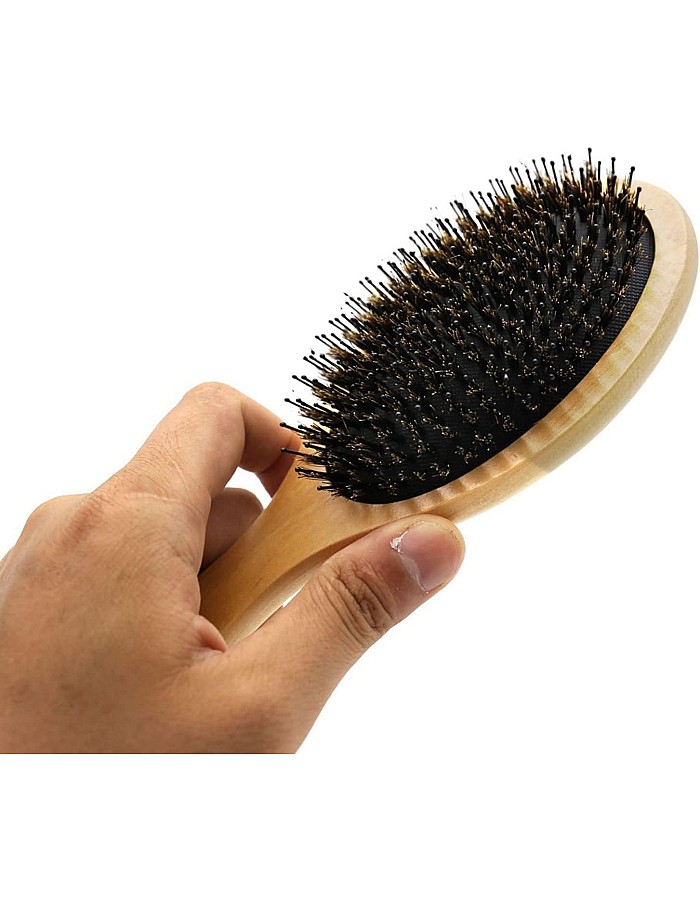 Premium Bamboo Hair Brush, All-Purpose Hair Brush Made of Sustainable Bamboo Wood - Paddle Brush for All Hair Types- Detangling Anti Static Hairbrush(1 Piece -WOOD)-oval or square shape