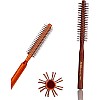 Professional Round Brush, 1-Inch Wooden Handle, Nylon Bristles, Heat Resistant, for Beard Styling, Short Hair, Bangs, Blow Drying, Volumizing