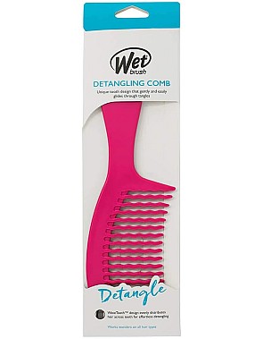 Wet Brush Detangling Comb, Pink - Wide Tooth Hair Detangler with WaveTooth Design that Gently and Glides Through Tangles - Brush Throough Conditioner and Hair Masks - Gentle On Scalp and Pain-Free