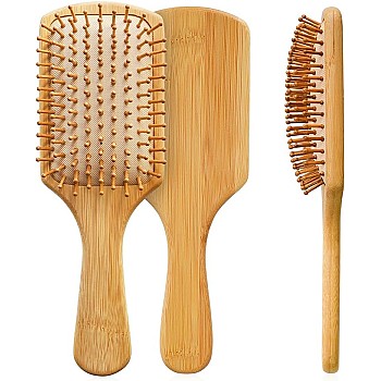ZOZY Craft Hair Brush Eco-Friendly Natural Wooden Bamboo Air Paddle Detangle Hairbrush Massage Scalp For Long Curly Short Thick Thin Hair For Women Kids Men