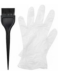 ZOZY Hair Dye Brush with Gloves Professional Coloring Brush & Disposable Gloves for Hair Coloring, Bleaching & Treatment