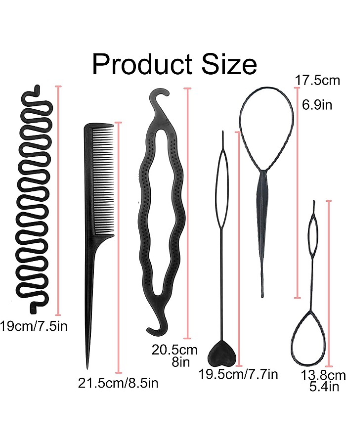Hair Braiding Tools Hair Loop Styling Tools French Braiding Tools Hair Pull-Through Tools DIY Hair Styling Tools Hair Braiding Tools for Women and Girls (Pack of 6 )