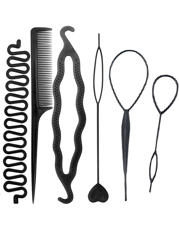 Hair Braiding Tools Hair Loop Styling Tools French Braiding Tools Hair Pull-Through Tools DIY Hair Styling Tools Hair Braiding Tools for Women and Girls (Pack of 6 )