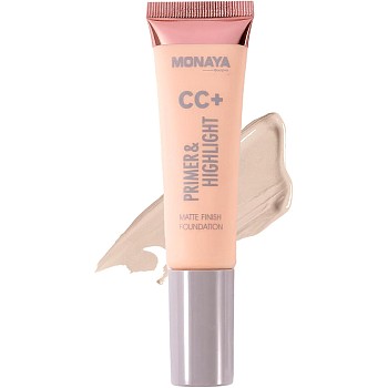 Monaya F004 CC+ Matte Foundation Primer & Highlight – Color Correcting Coverage, Oil Control Matte Finish, Lightweight Long-Lasting Formula, Vegan & Cruelty-Free (OSL-F004-F202)