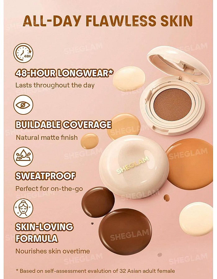 Sheglam Lock & Go Long-Lasting Cushion Foundation Linen 12g