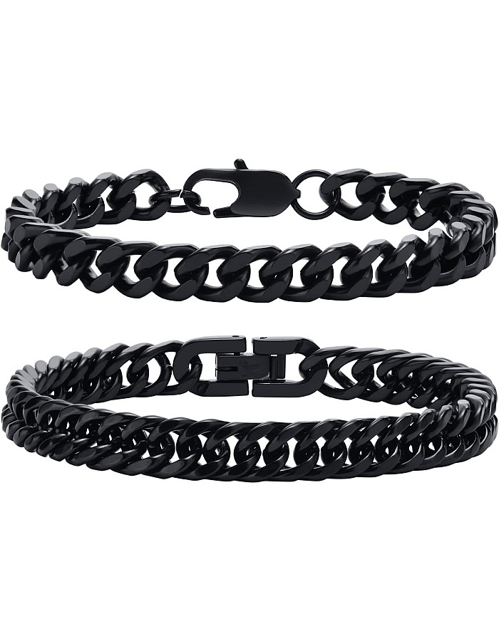 VNOX 2/5 Pcs Chain Bracelet for Men Women - Sturdy Stainless Steel Curb Width Cuban Link Chain Bracelet Set for Men Women,6.5/7/7.4/8.2/9 Inches