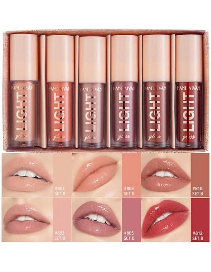 Beauty beast Moisturizing Lipgloss Set 6PCS Smooth Hydrating Lip Gloss Neutral Nude Nourishing Glossy Lipgloss for Women and Girls (MZ-CC6SETB-BB, Compact)