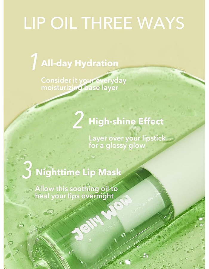SHEGLAM Makeup - Jelly Wow Hydrating Lip Oil - Long-wearing moisturizing, non-sticky Plumping Lip Gloss with Sponge Tip Applicator (Green Apple Envy)