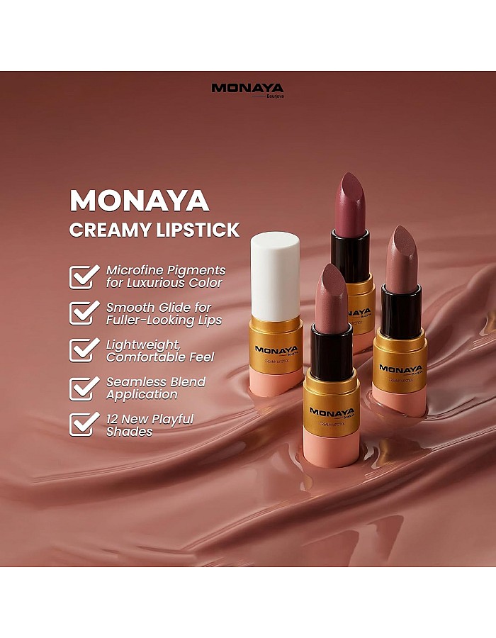 Monaya L008 Creamy Lipstick colors，Super Lustrous Lipstick, Creamy Formula For Soft, Fuller-Looking Lips, Moisturized Feel