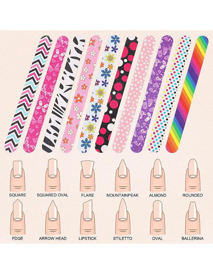 Nail Files (3 Pack), Emery Board Nail File for Acrylic Nails and Natural Nails, 100/180 Grit Double Sided Emory Boards Professional Nail Filer Reusable Washable Manicure-muticolor