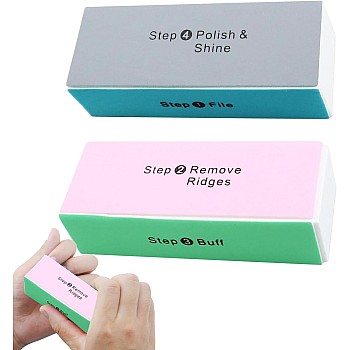 Spaceshoop 2PCS Nail Buffer Blocks Sponge 4-Sided, Professional Buffing, 2 Pieces