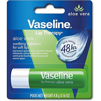 Vaseline Lip Therapy Aloe Vera Lip Balm With Pure Jelly & Rich Aloe Extracts For Shiny & Healthy Lips| Nourishes & Protects Lips| Non-Greasy Lip Moisturizer For Naturally Tinted Lips| 4.8 Gm