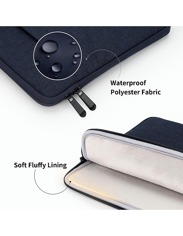 Laptop Sleeve 15.6 Inch Case Protective Cover Compatible with 15.6” Chromebook Notebook Computer, Slim Waterproof Padded Sleeve with Pocket, Navy Blue