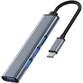 4-Port USB C Hub 3.0/2.0, Lightweight Aluminum, Built-in Max Transfer Rate: 5Gbps, Windows, Mac, PS-4, PS-5, Chrom