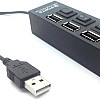 موزع بيانات محمول نحيف للغاية بـ 4 منافذ USB (أسود)