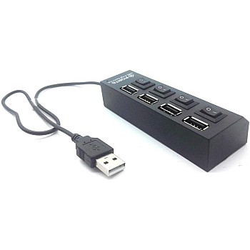 4 Port USB Ultra Slim Portable Data Hub (Black)