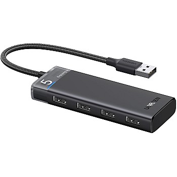 UGREEN 15548 4-Port USB 3.0 HUB 5Gbps High Speed Data Transmission with USB C Power Supply for PC, Laptop, Flash Drive, Mobile HDD, Windows-15548