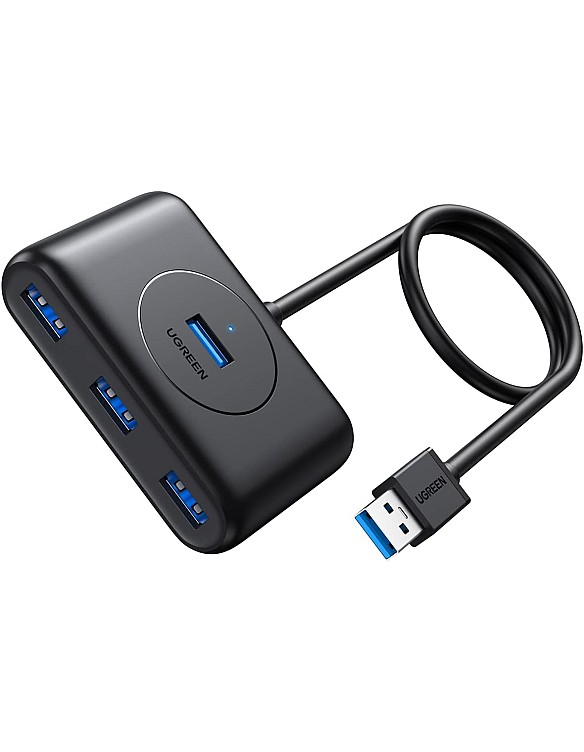 موزع USB 3.0 4 في 1 لنقل البيانات بسرعة 5 جيجابايت في الثانية من يوجرين للكمبيوتر واللاب توب والقرص الصلب الخارجي وذاكرة الفلاش ميموري ولوحة ا