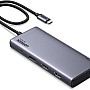 قاعدة توصيل ريفودوك برو 308 ثلاثية العرض من يوجرين، موزع USB C 2HDMI DP (4K @ 60Hz كحد أقصى)، 10Gbps 4 × منافذ USB (2 USB A و2 USB C)، PD 100 وات، متوافقة مع ماك بوك اي
